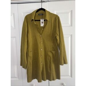Bella Blue Longline Button Cardigan Womens Size S/M Olive Wool Blend Lagenlook